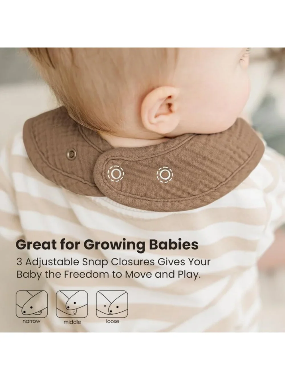10-Pack Soft Cotton Muslin Baby Bibs, Bandana Style for Drooling & Teething